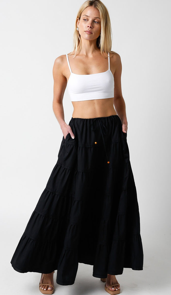 Tiered Black Maxi Skirt – Barlow and Browning