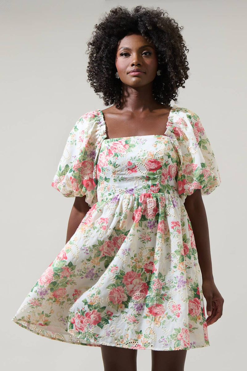 Berkley Floral V Neck Bubble Babydoll Dress main image 0