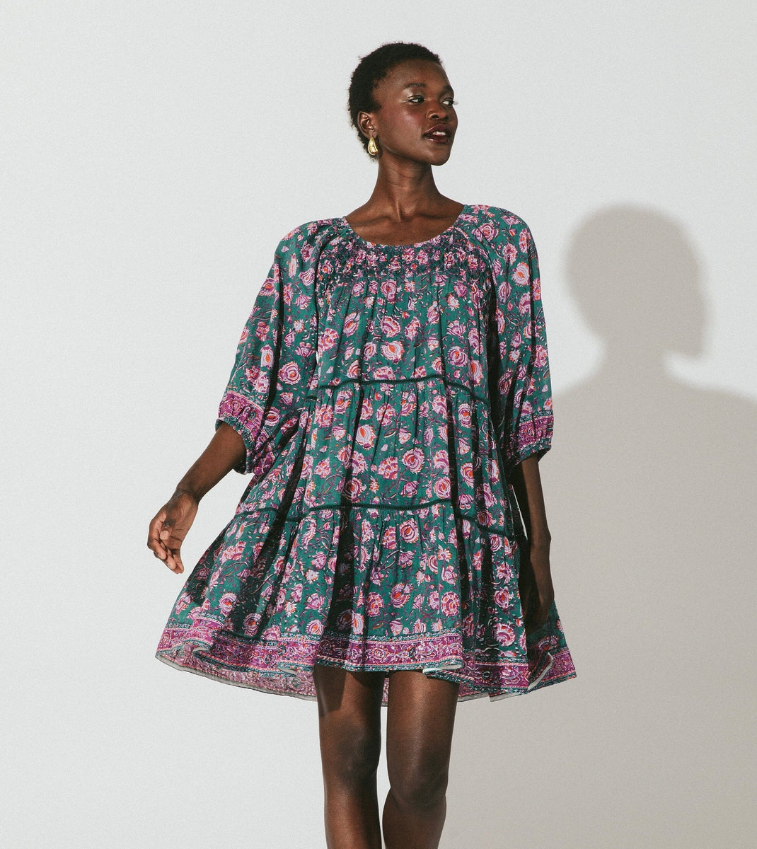 Jessa Mini Dress in Jade Floral by Cleobella Barlow and Browning
