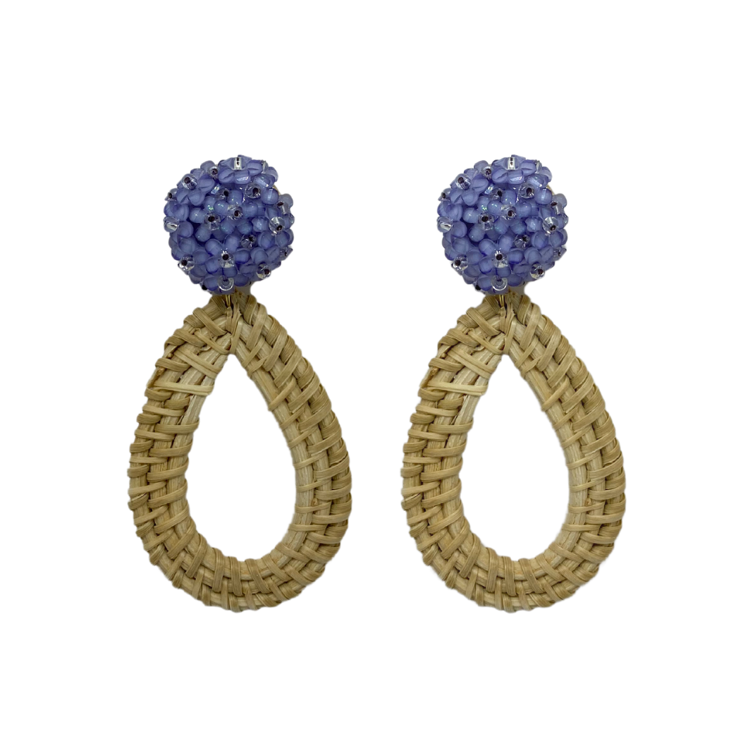 Ava Lavender Rattan Teardrop Earrings